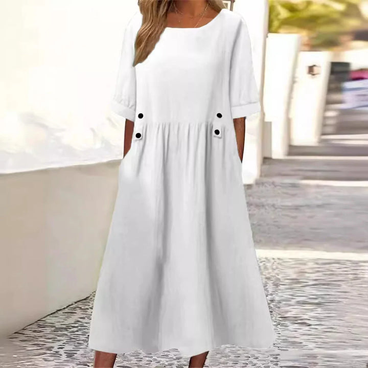 Ayra | Summer Dress with Gathered Skirt and Cuffed Sleeves 2