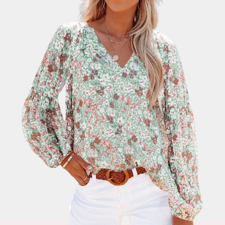 Chic Floral Long Sleeve Blouse - Women's Summer Tops for Women, Elegant Floral Design, Stylish Casual and Formal Wear 6