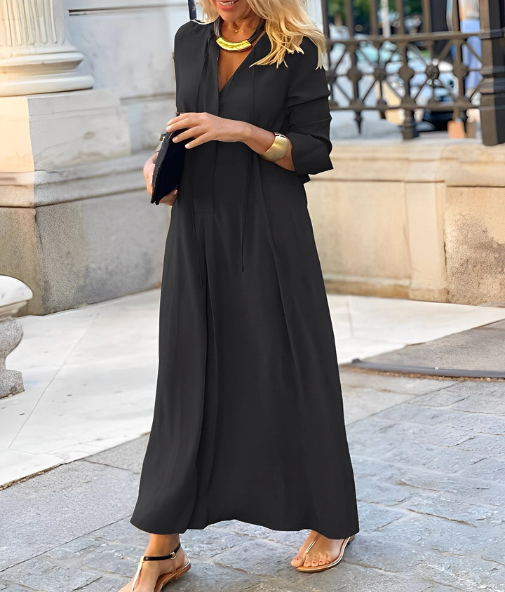 Christelle | Tie Front Maxi Dress with Three Quarter Sleeves 6