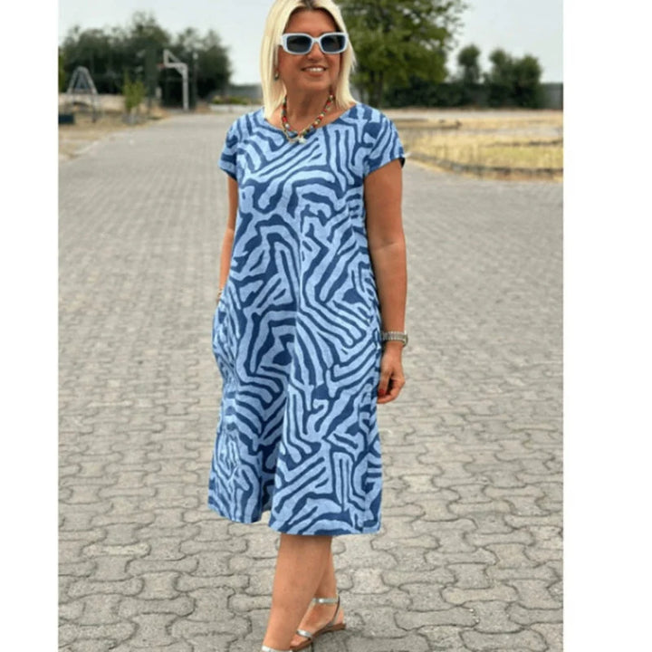 Hallie | Boho Print Summer Dress with Round Neck 10