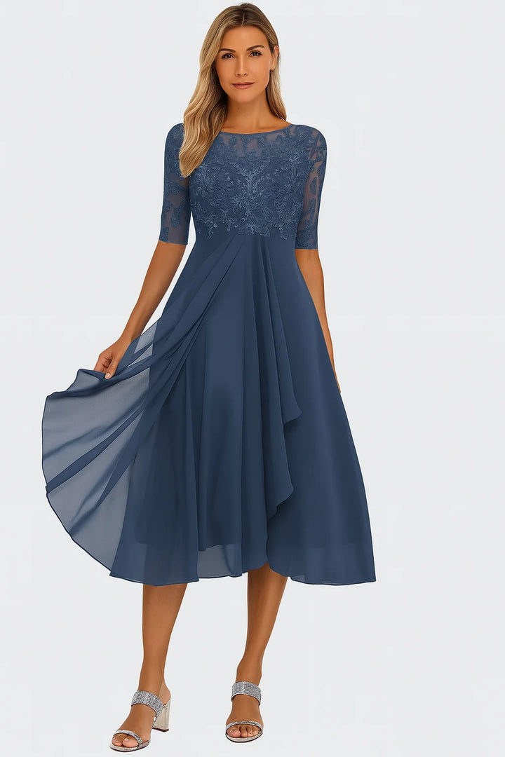Women's A-Line Midi Dress - Elegant Autumn Casual Outfit for Fall & Winter 3