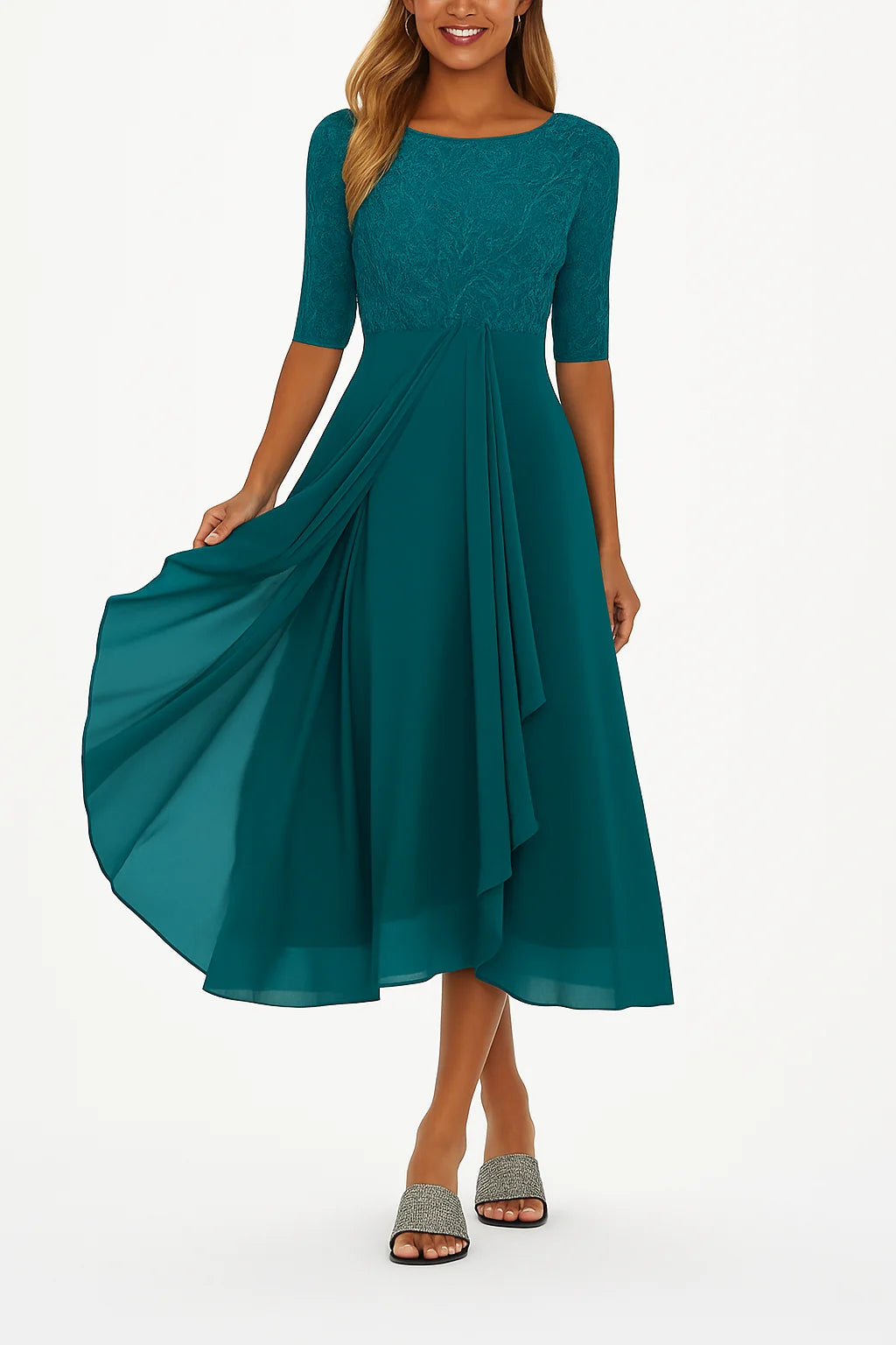 Women's A-Line Midi Dress - Elegant Autumn Casual Outfit for Fall & Winter 5