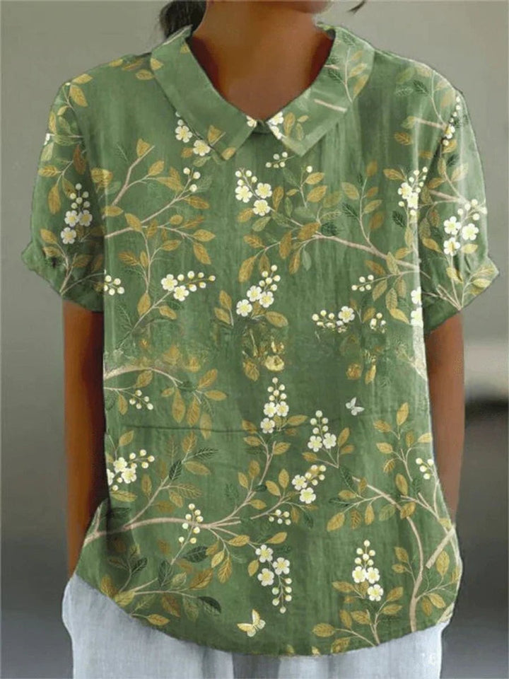 Women's Blouse - Short Sleeve Floral Summer Tops for Women with Shirt Collar 7