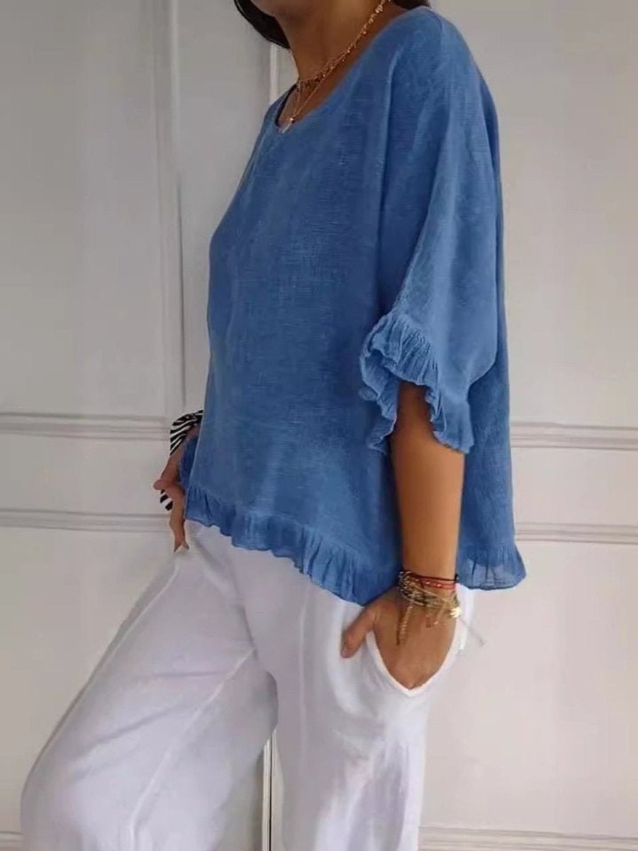Women's Blouse with Fringe Detail - Lightweight Summer Tops for Women, Casual Loose Fit with Round Neck 2
