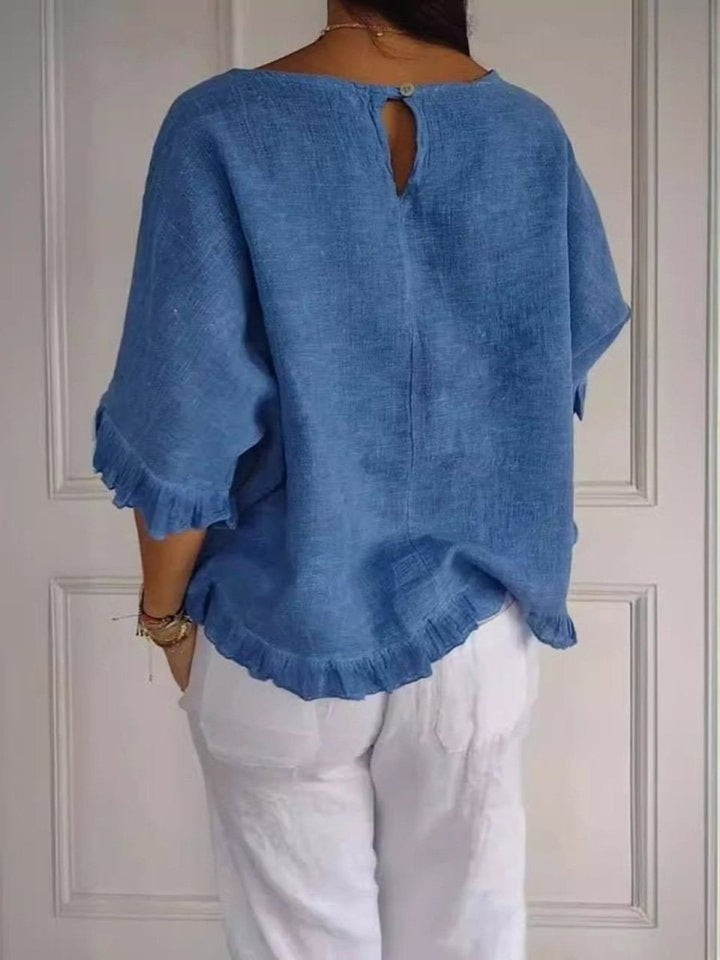 Women's Blouse with Fringe Detail - Lightweight Summer Tops for Women, Casual Loose Fit with Round Neck 3