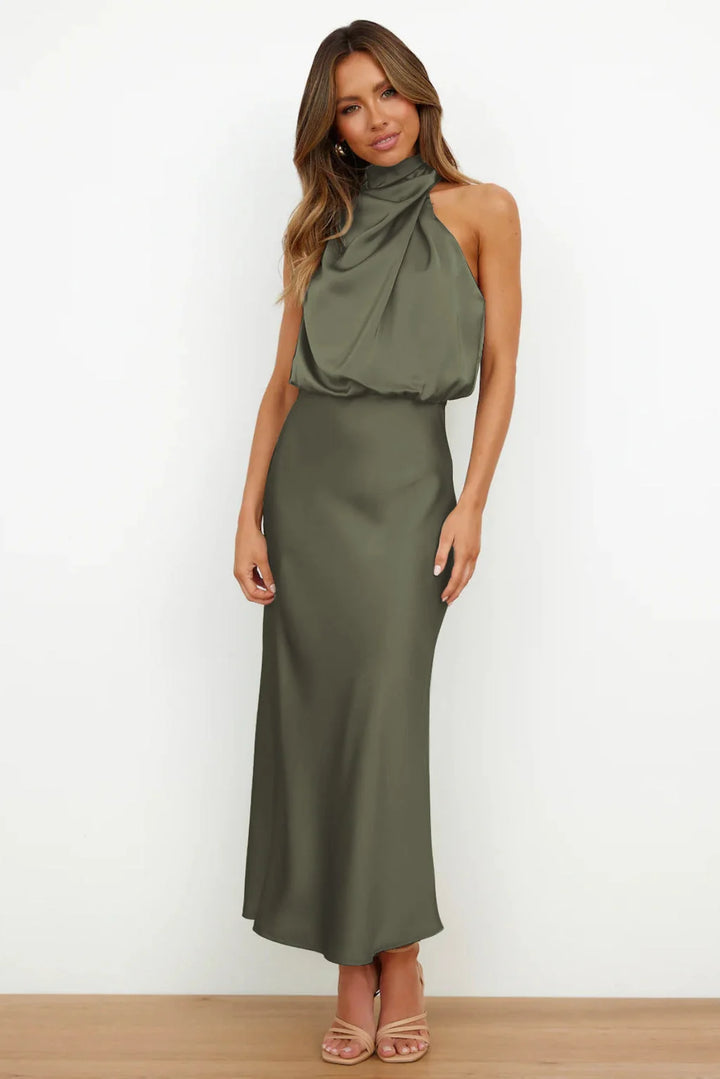Women's Chic Halter Neck Evening Dress Elegant Summer Gown 7