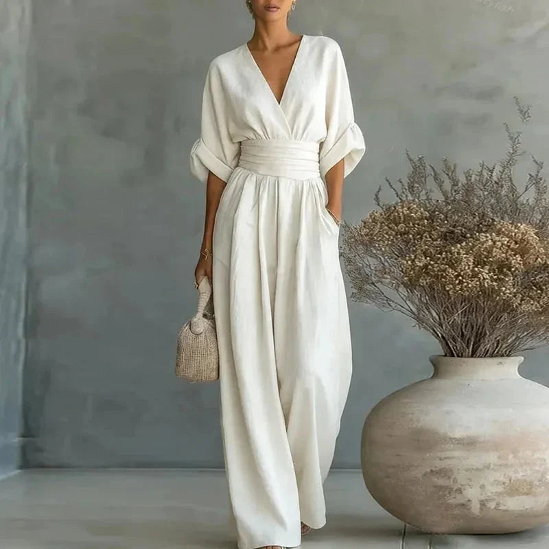 Women's Chiffon V-Neck Wide-Leg Jumpsuit 0