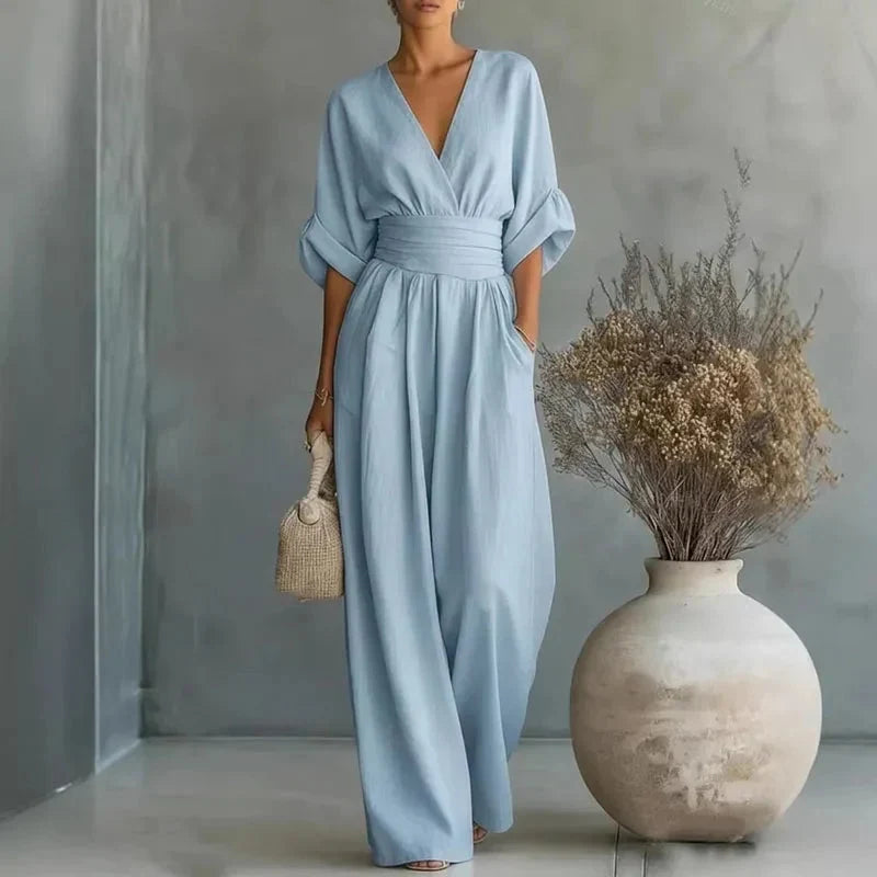 Women's Chiffon V-Neck Wide-Leg Jumpsuit 1