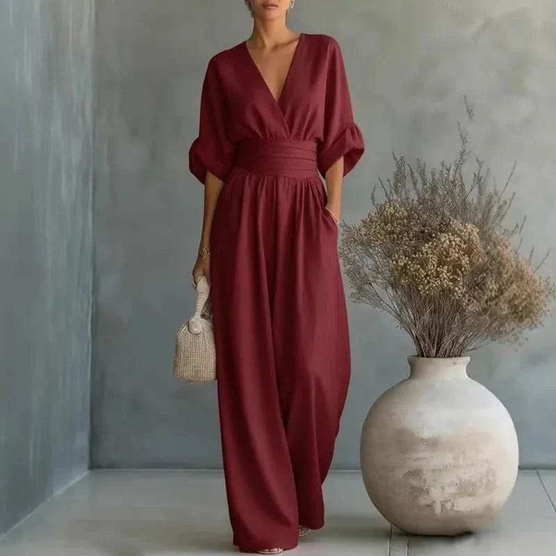 Women's Chiffon V-Neck Wide-Leg Jumpsuit 2