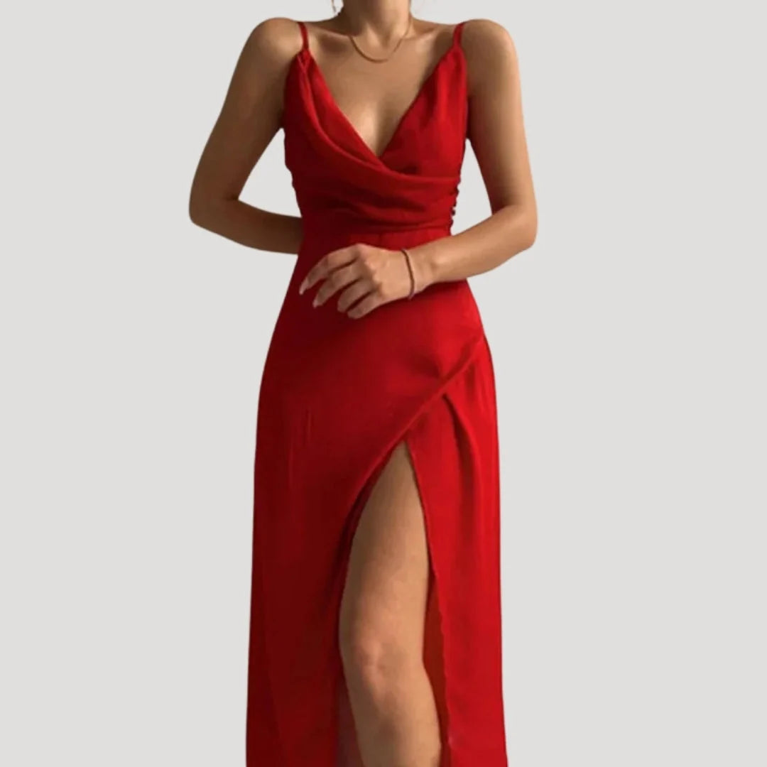 Women's Elegant Maxi Dress with Slit for Wedding Guests and Formal Events 0