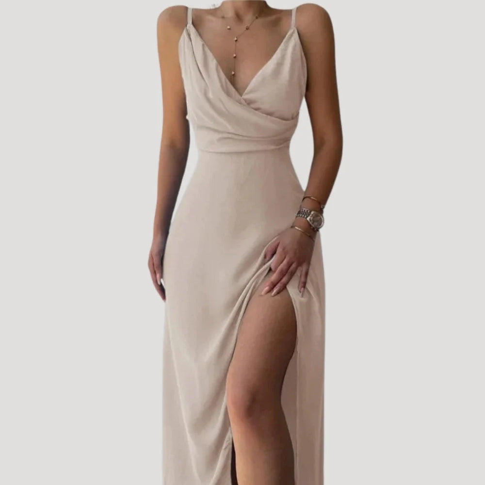 Women's Elegant Maxi Dress with Slit for Wedding Guests and Formal Events 1