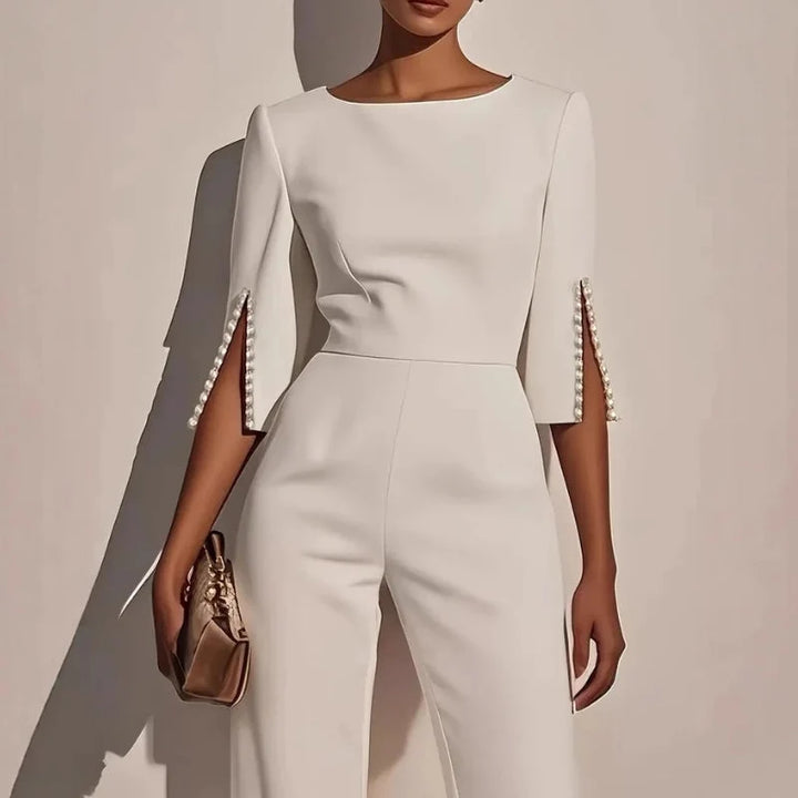 Women’s Elegant Wide-Leg Evening Jumpsuit with Cape Sleeves 0