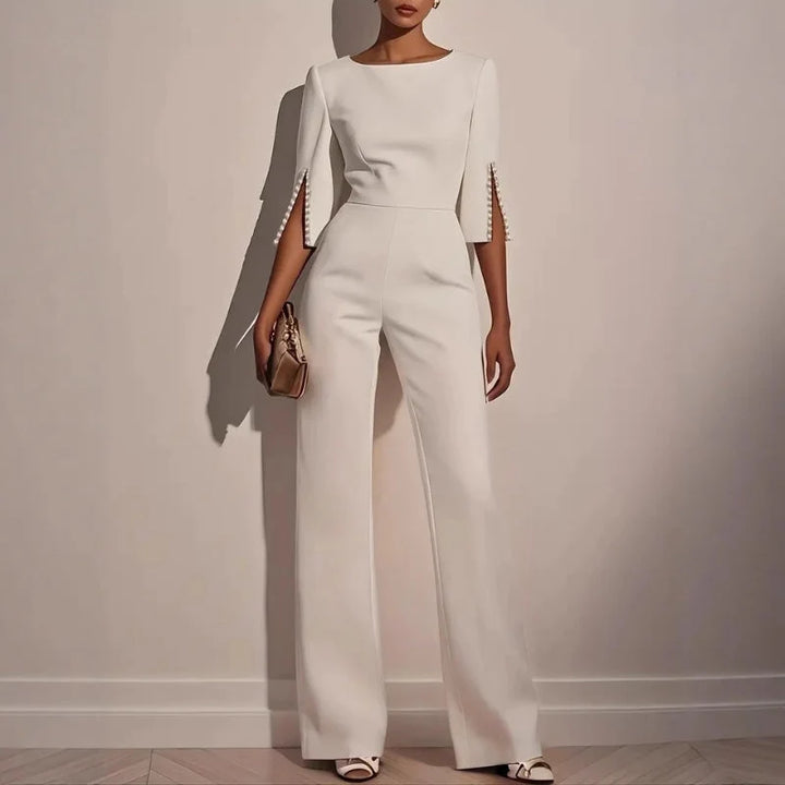 Women’s Elegant Wide-Leg Evening Jumpsuit with Cape Sleeves 1