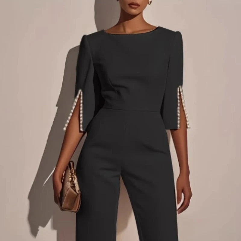 Women’s Elegant Wide-Leg Evening Jumpsuit with Cape Sleeves 3
