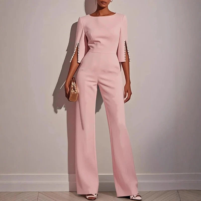 Women’s Elegant Wide-Leg Evening Jumpsuit with Cape Sleeves 4
