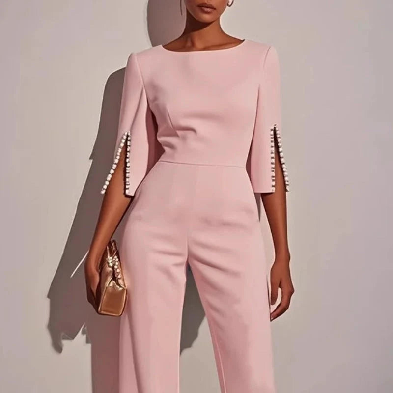 Women’s Elegant Wide-Leg Evening Jumpsuit with Cape Sleeves 5