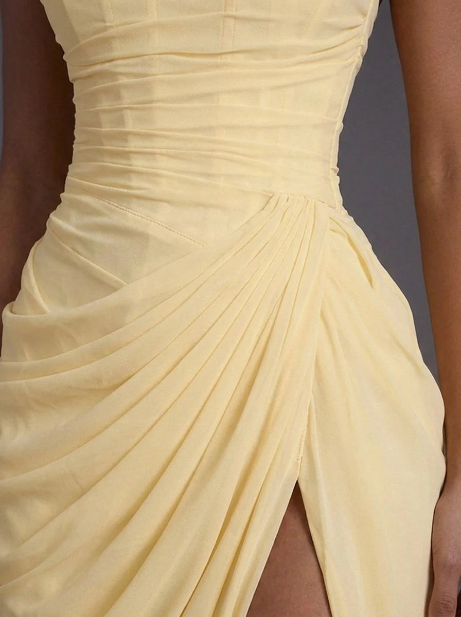 Women's Formal Maxi Dress - Strapless Corset Ruched Dress for Cocktail Parties and Summer Weddings 2