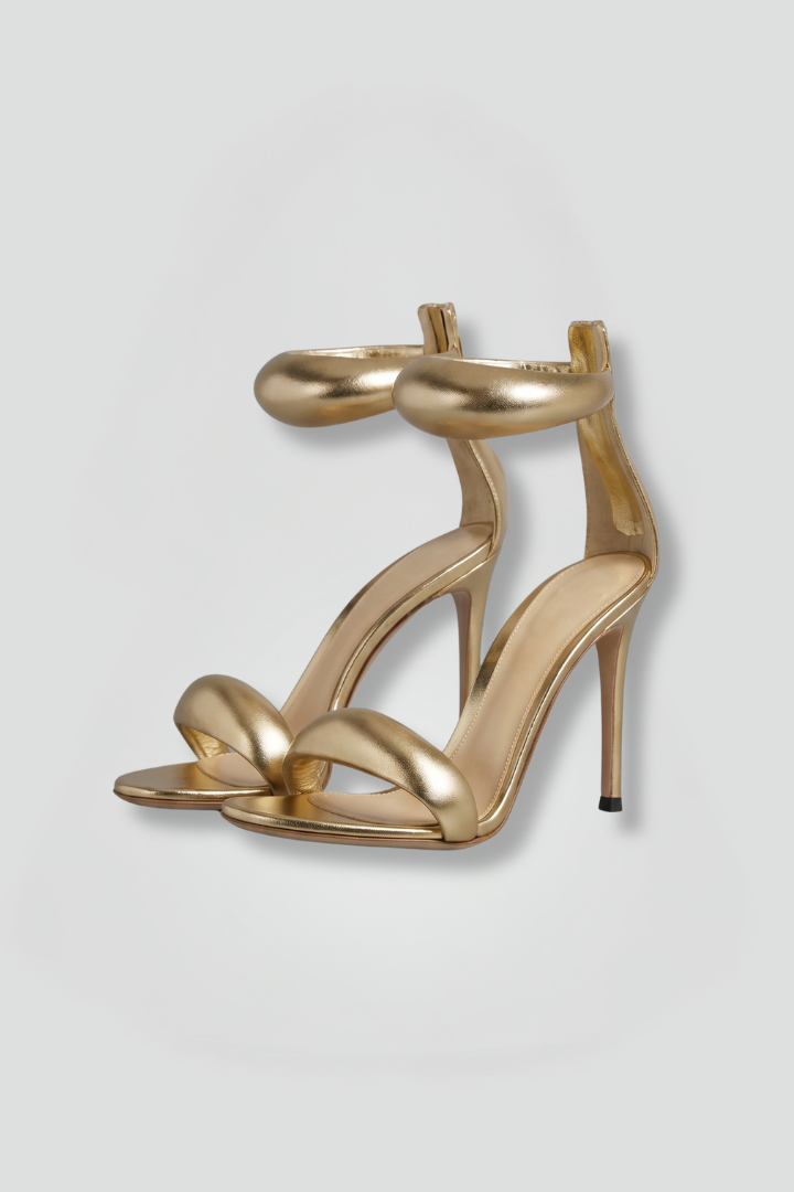 Women's Metallic High Heel Sandals with Ankle Strap for Elegant Party Wear 1
