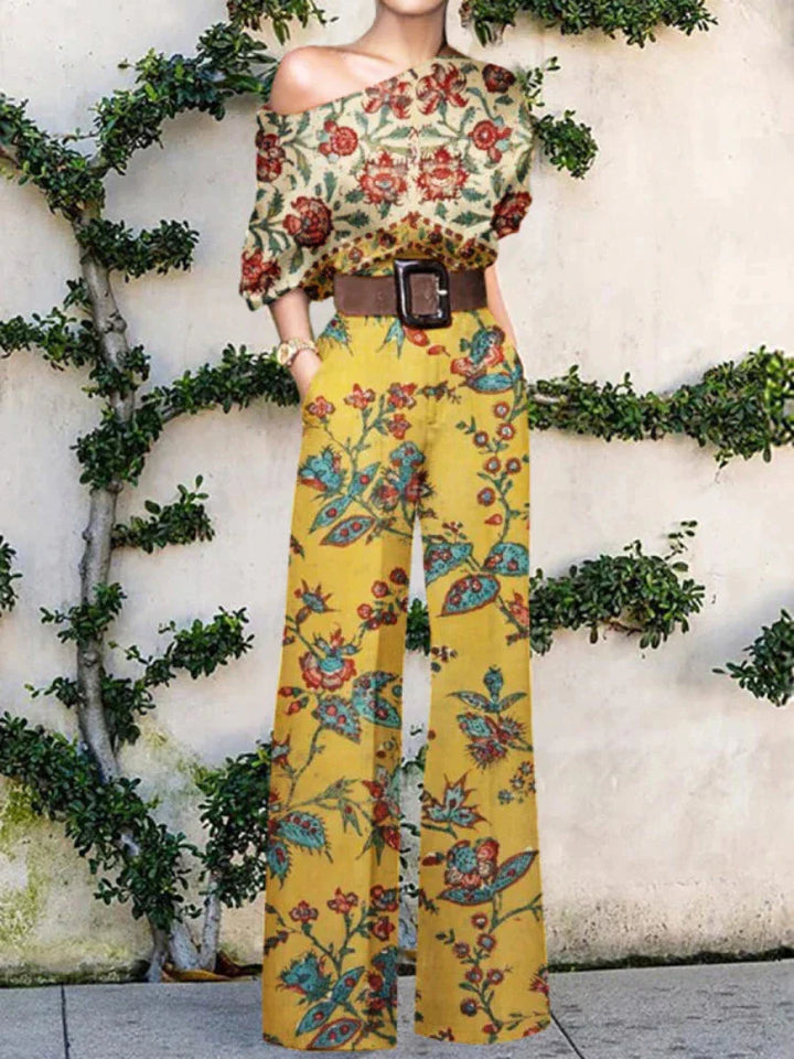 Women's One-Shoulder Printed Wide-Leg Jumpsuit 4