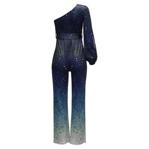 Women’s One-Shoulder Sequin Ombre Evening Jumpsuit 3