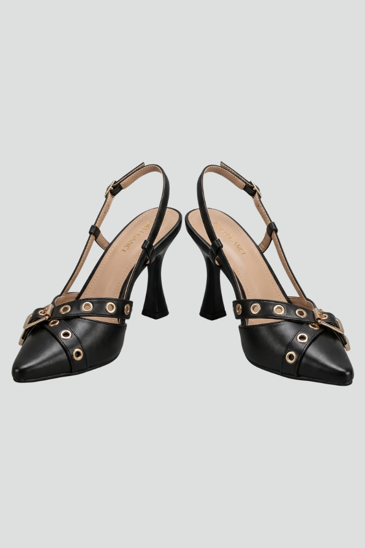Women's Orthopedic Leather Sandals with Pointed Toe and Arch Support Buckle 1