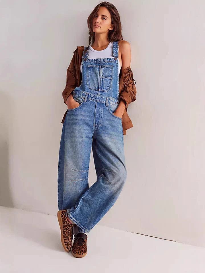 Women's Relaxed-Fit Wide-Leg Overalls with Practical Pockets 1