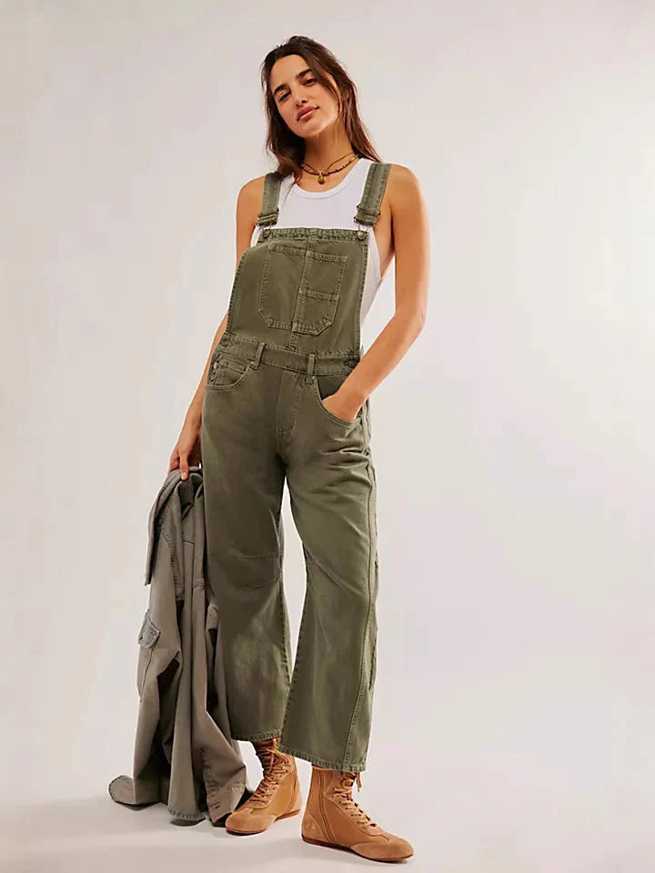 Women's Relaxed-Fit Wide-Leg Overalls with Practical Pockets 5