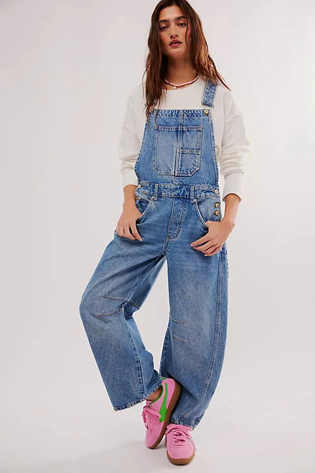 Women's Relaxed-Fit Wide-Leg Overalls with Practical Pockets 7