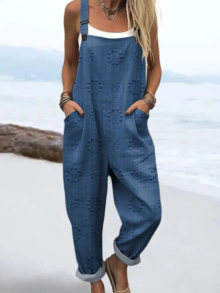 Women's Relaxed Sleeveless Jumpsuit with Pockets 0
