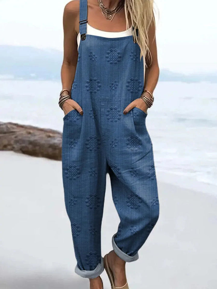 Women's Relaxed Sleeveless Jumpsuit with Pockets 0