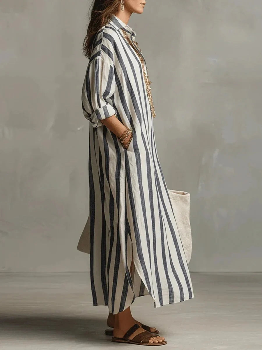 Women's Striped Oversized Shirt Dress Maxi for Summer Casual and Elegant Occasions 1