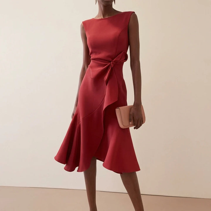 Women's Summer Dresses Elegant Draped Asymmetrical Midi Dress for Formal Occasions 0