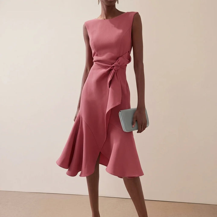 Women's Summer Dresses Elegant Draped Asymmetrical Midi Dress for Formal Occasions 8