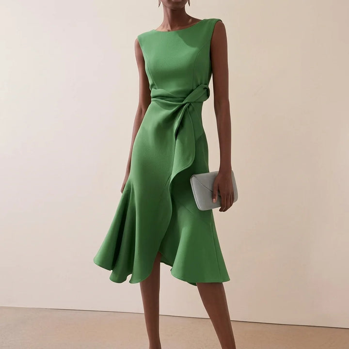Women's Summer Dresses Elegant Draped Asymmetrical Midi Dress for Formal Occasions 9