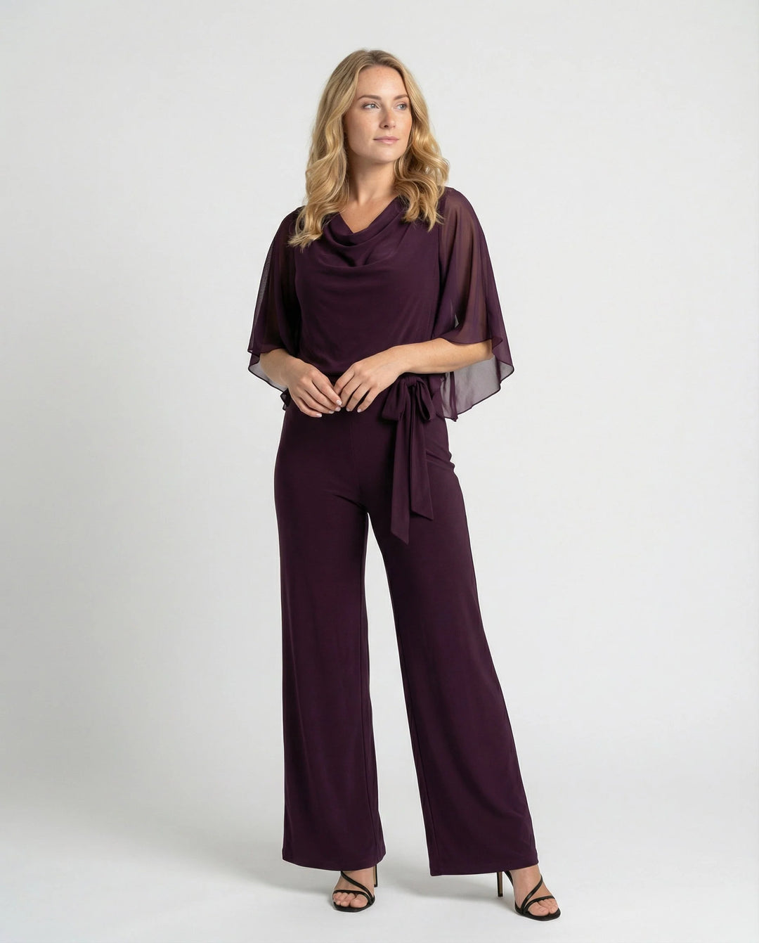 Women's Wide-Leg Jumpsuit with Lace-Up Waist 0