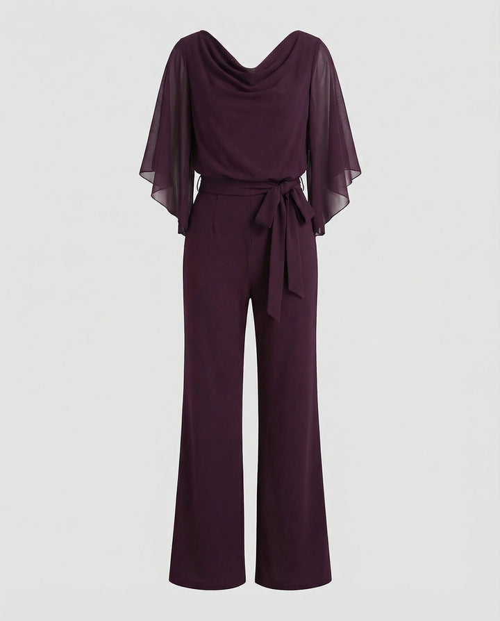 Women's Wide-Leg Jumpsuit with Lace-Up Waist 3