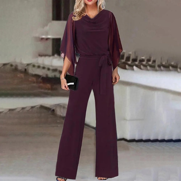 Women's Wide-Leg Jumpsuit with Lace-Up Waist 4