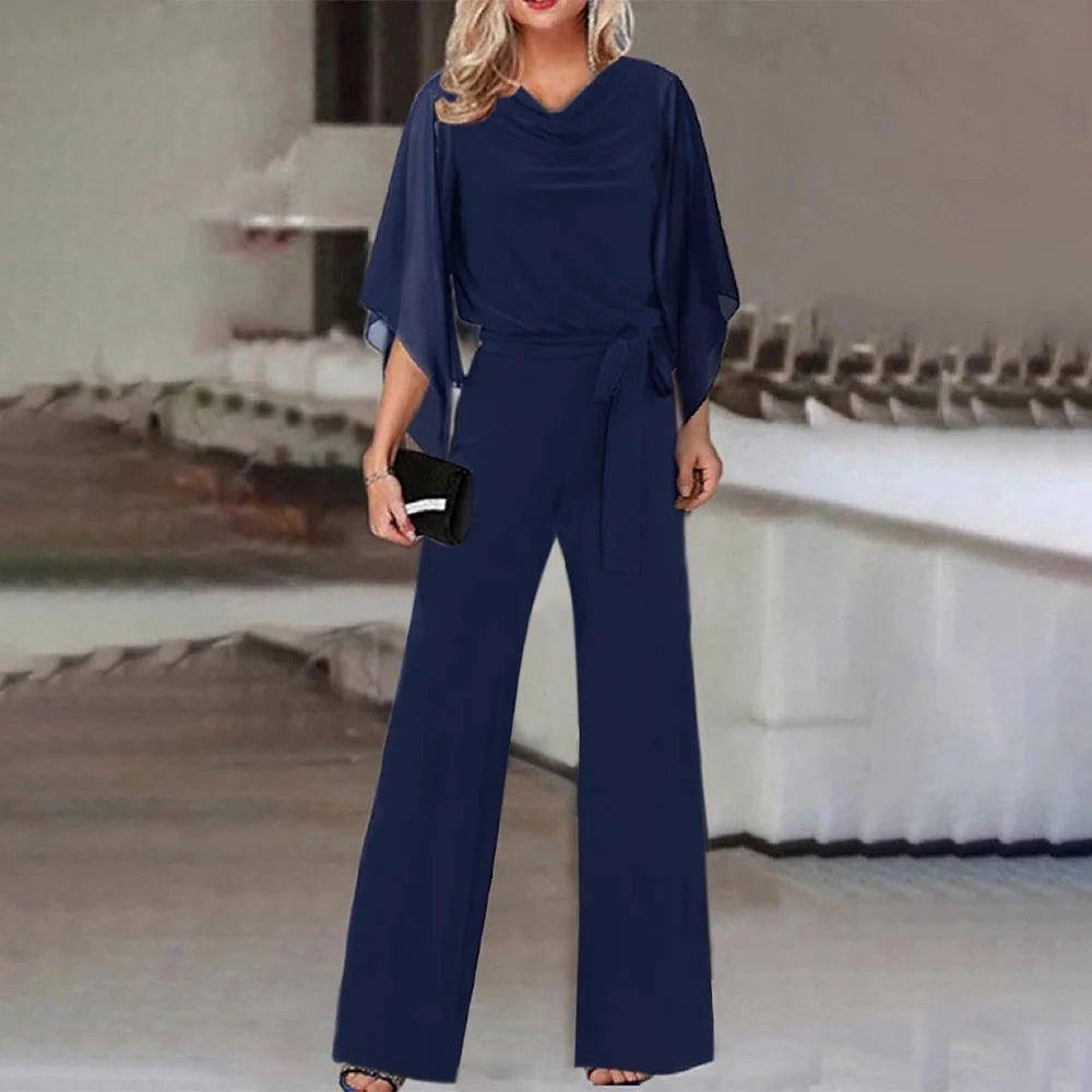 Women's Wide-Leg Jumpsuit with Lace-Up Waist 6