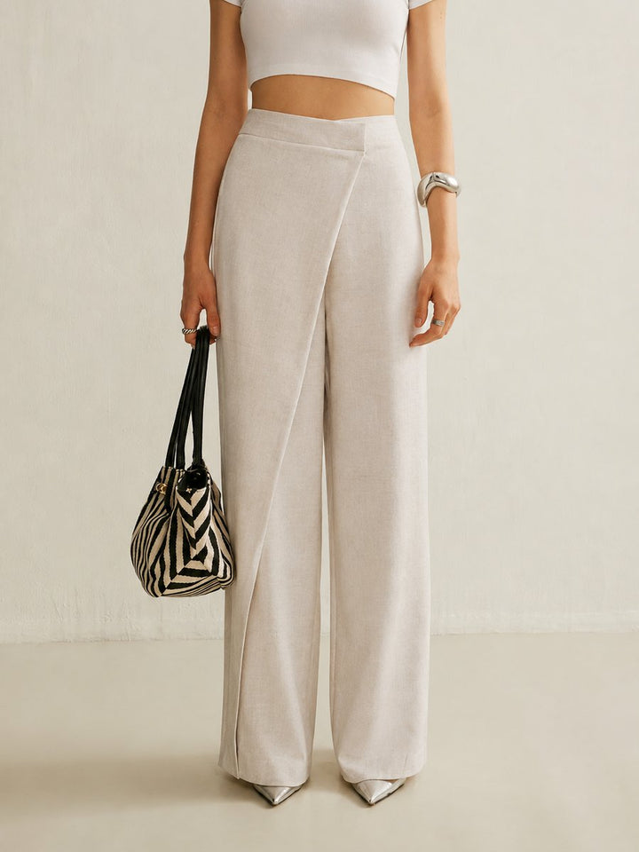 Women's Wide Leg Pants, High Waist Asymmetrical Wrap for Elegant Casual and Office Wear 2