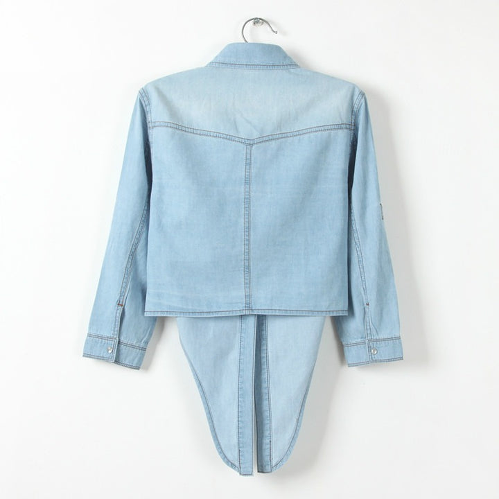 Women's Denim Crop Top - Trendy Casual Style for Effortless Looks