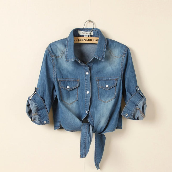 Women's Denim Crop Top - Trendy Casual Style for Effortless Looks