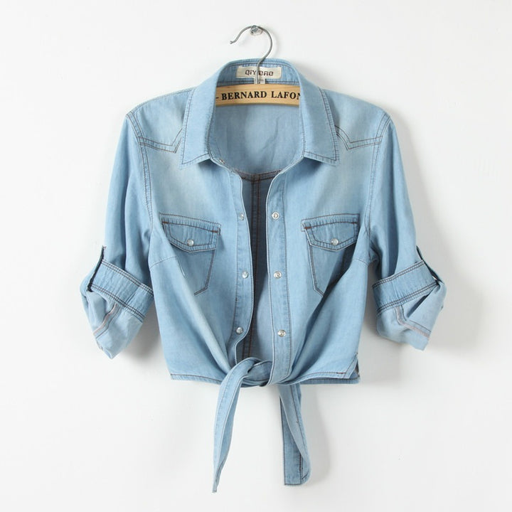 Women's Denim Crop Top - Trendy Casual Style for Effortless Looks